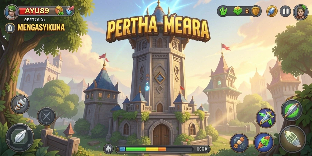 Tampilan gameplay AYU89 yang menegangkan dalam Tower Defense.