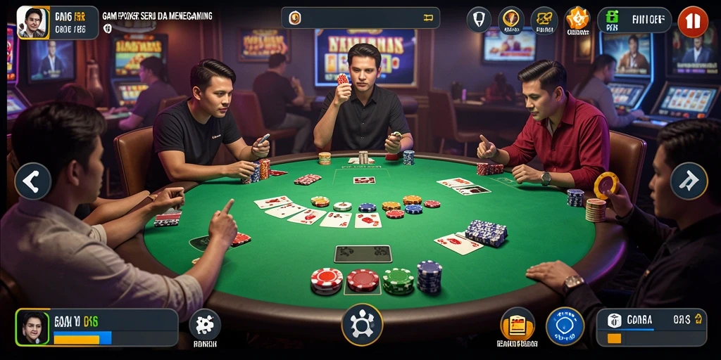 Gameplay seru D06 dengan pemain poker dalam aksi.