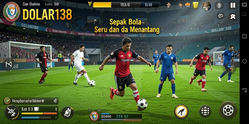 Screenshot DOLAR138 menampilkan aksi seru permainan sepak bola.