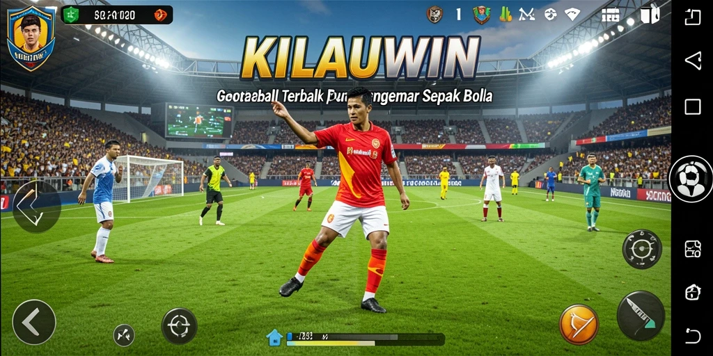 Screenshot KILAUWIN menampilkan aksi seru di lapangan sepak bola.