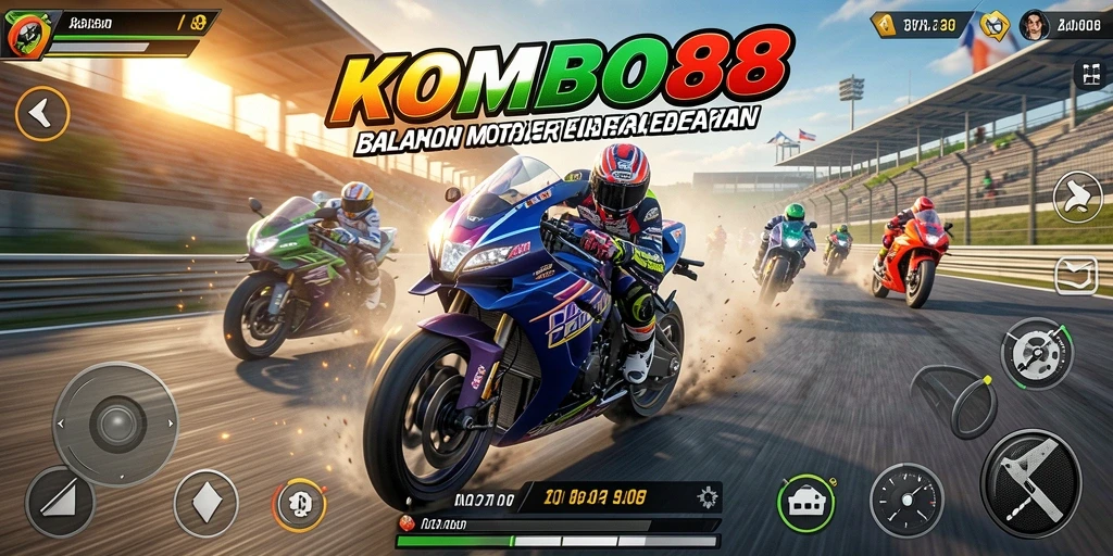 Screenshot menampilkan aksi balapan mendebarkan di KOMBO88.