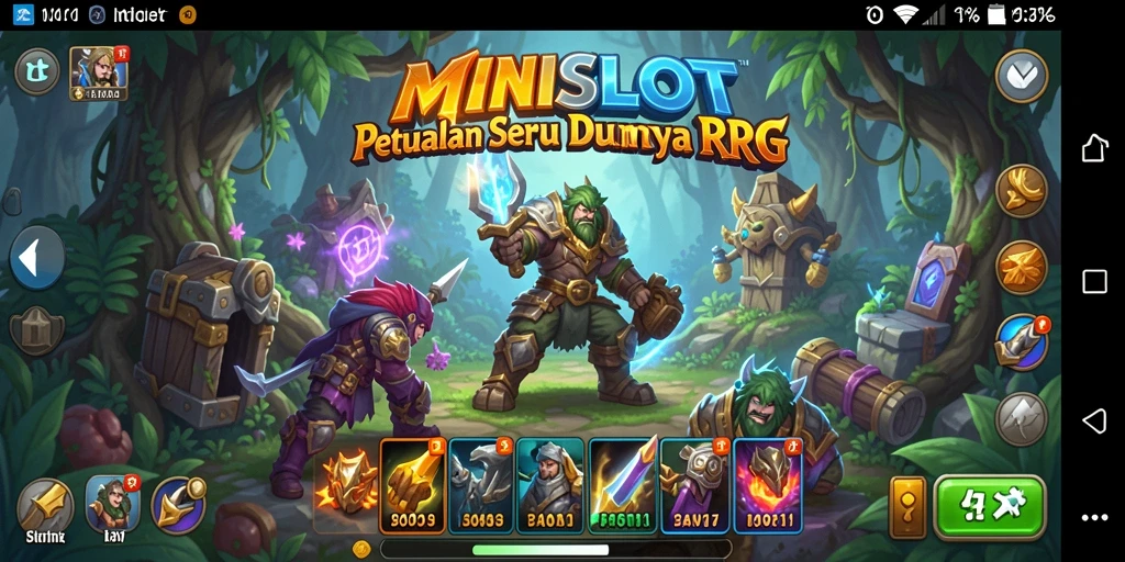 Tampilan layar permainan MINISLOT yang menampilkan pertarungan seru dan karakter menarik.