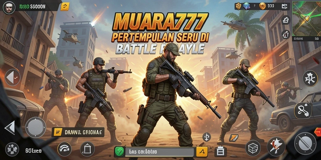 Screenshot utama MUARA777 menampilkan aksi pertempuran di arena Battle Royale.