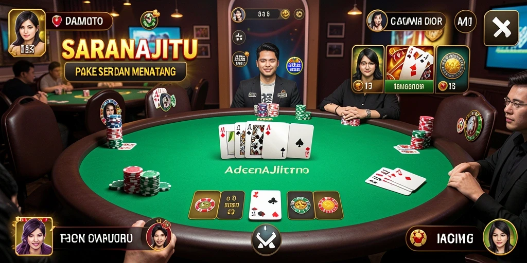 Screenshot gameplay SARANAJITU menampilkan aksi Poker yang mendebarkan.