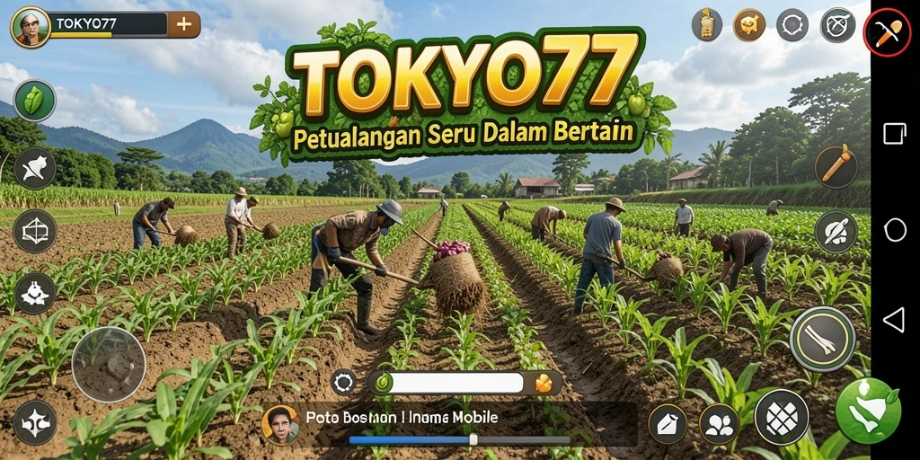 Tangkapan layar gameplay <strong>TOKYO77</strong> menampilkan kebun yang indah dan berwarna.